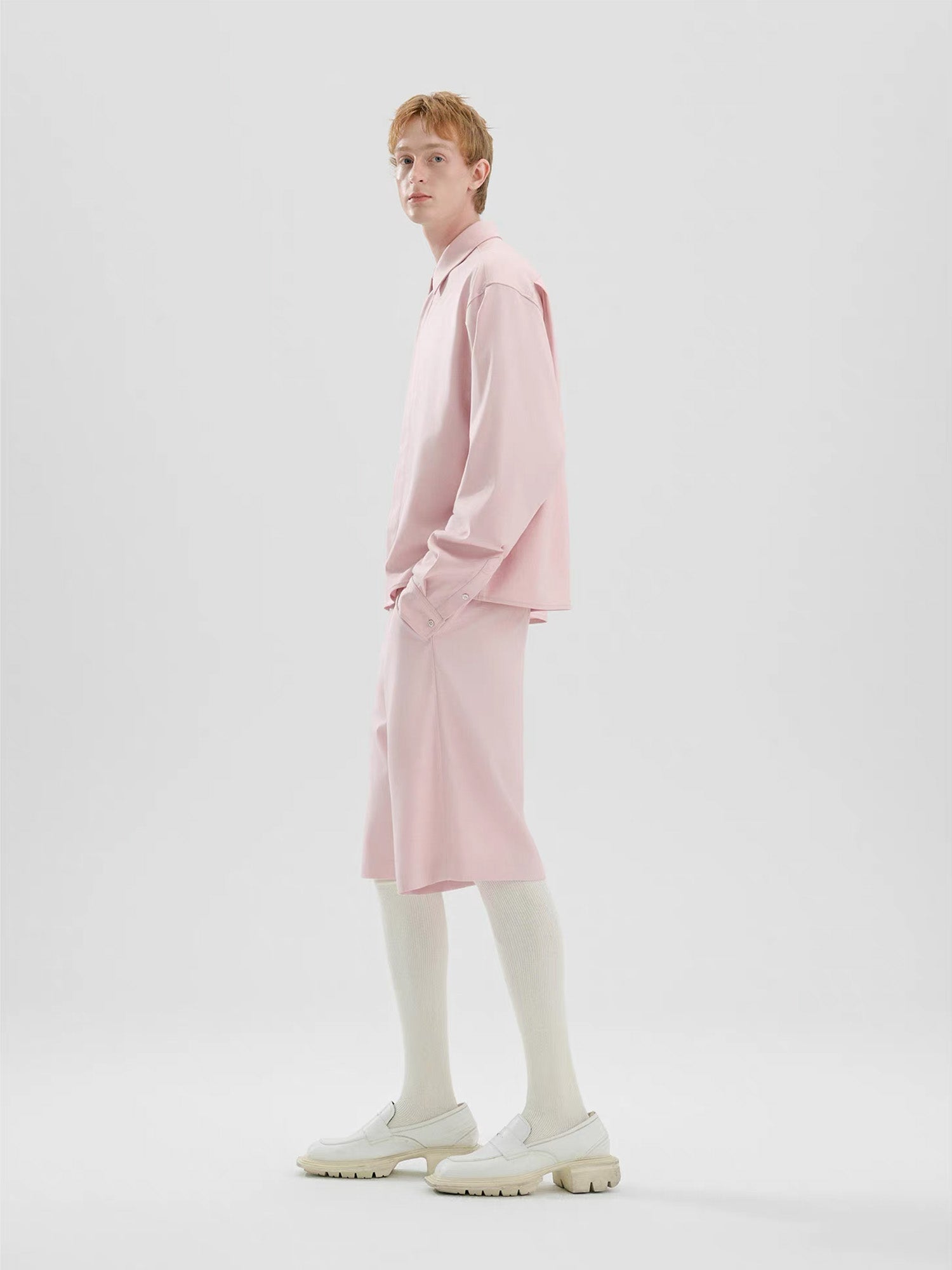 TIWILLTANG Straight-Leg Pinstripe Knee-Length Shorts White/Pink-Shorts-S-Pink-Free Shipping Leatheretro