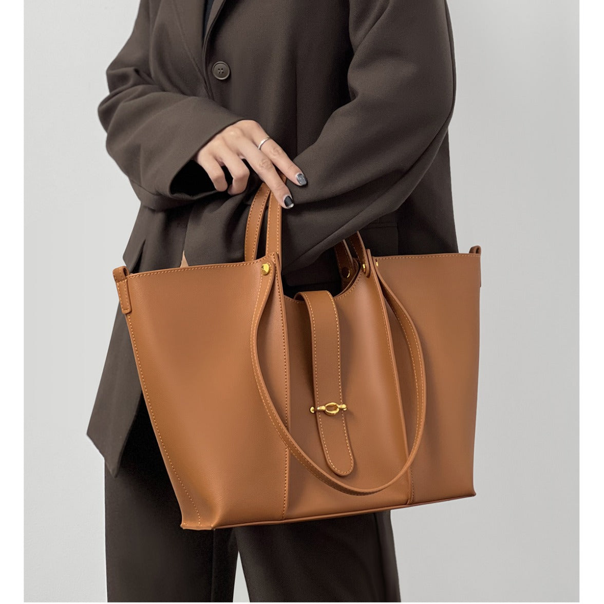 Stylish Leather Large Tote Bag for Women-Handbags-Brown-30*11*26cm-Free Shipping Leatheretro