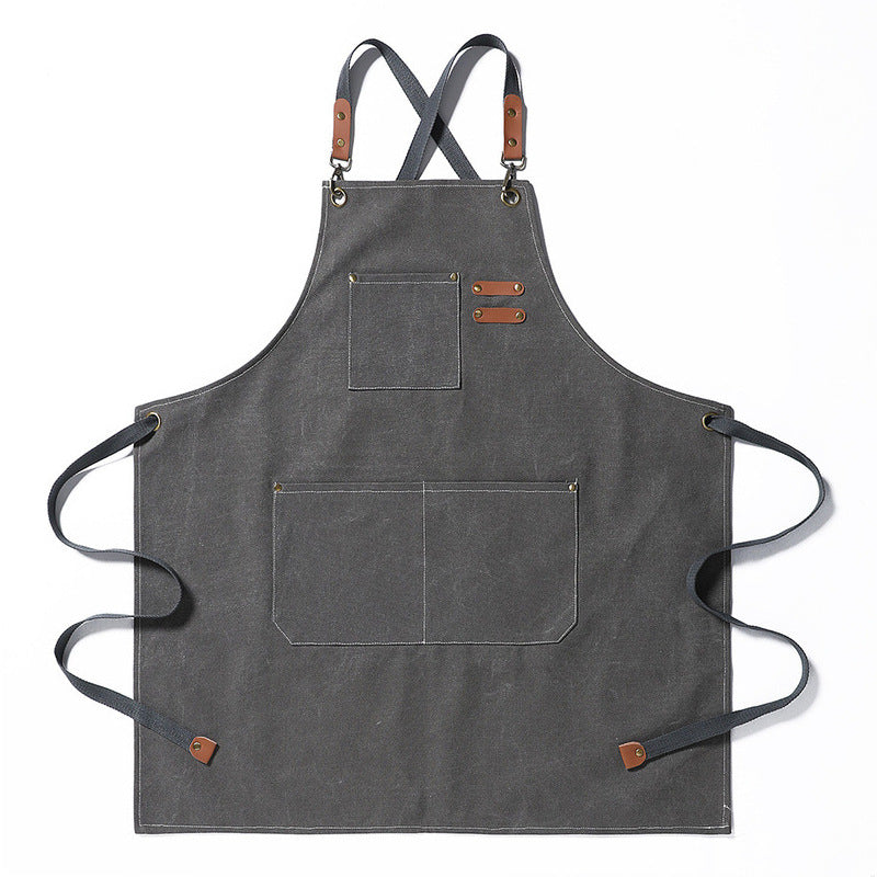 Heavy-Duty Canvas Apron – BBQ, Nail Salon, Kitchen Workwear, Home & Commercial Use-Canvas Aprons-Off-white.-Free Shipping Leatheretro