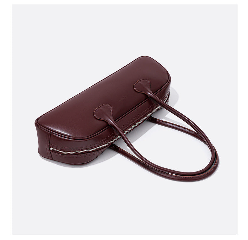 Vintage Bowling Bag – New Design Multipurpose Cowhide Leather Shoulder Handbags-Handbags-White-Free Shipping Leatheretro