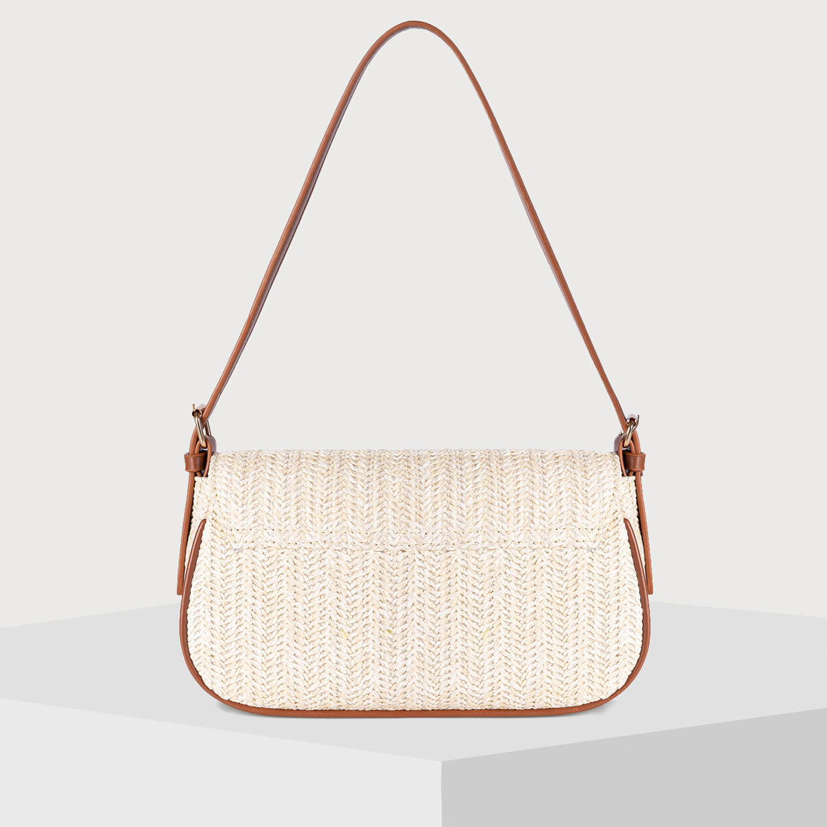 Women's Straw Woven Shoulder Bag-Ivory-Free Shipping Leatheretro