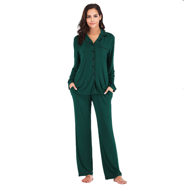 Women Long Sleeves Winter Pajamas-Pajamas-Green-S-Free Shipping Leatheretro