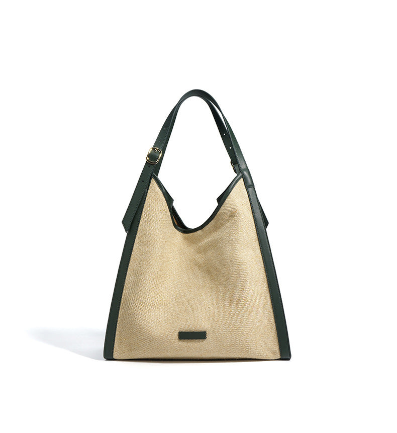 Oversized Boho Cotton Linen Tote Bag – Minimalist Shoulder Bag for Women-flax brown-Free Shipping Leatheretro