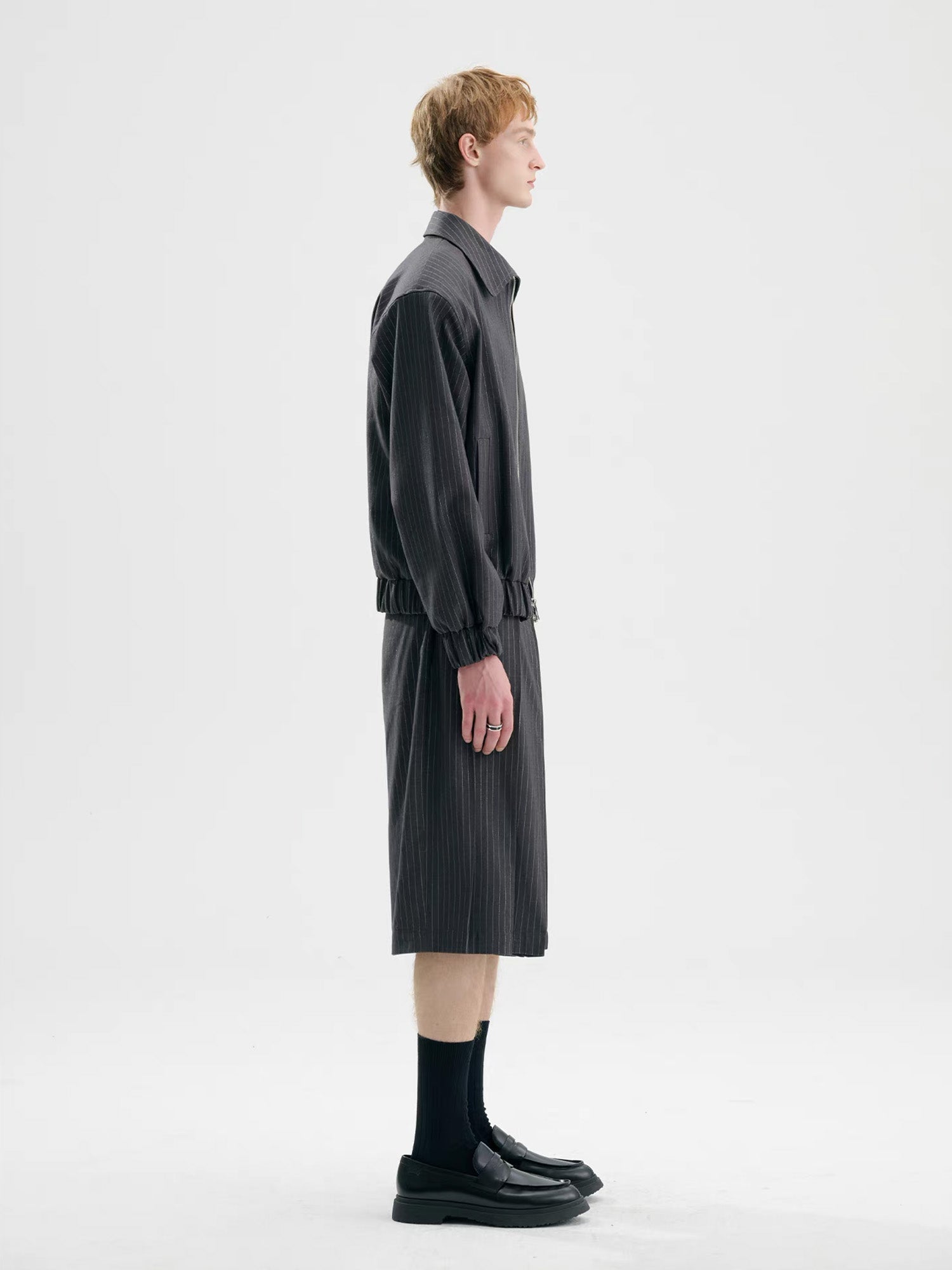 TIWILLTANG Pleated Pinstripe Skirt Shorts-Shorts-S-Black-Free Shipping Leatheretro