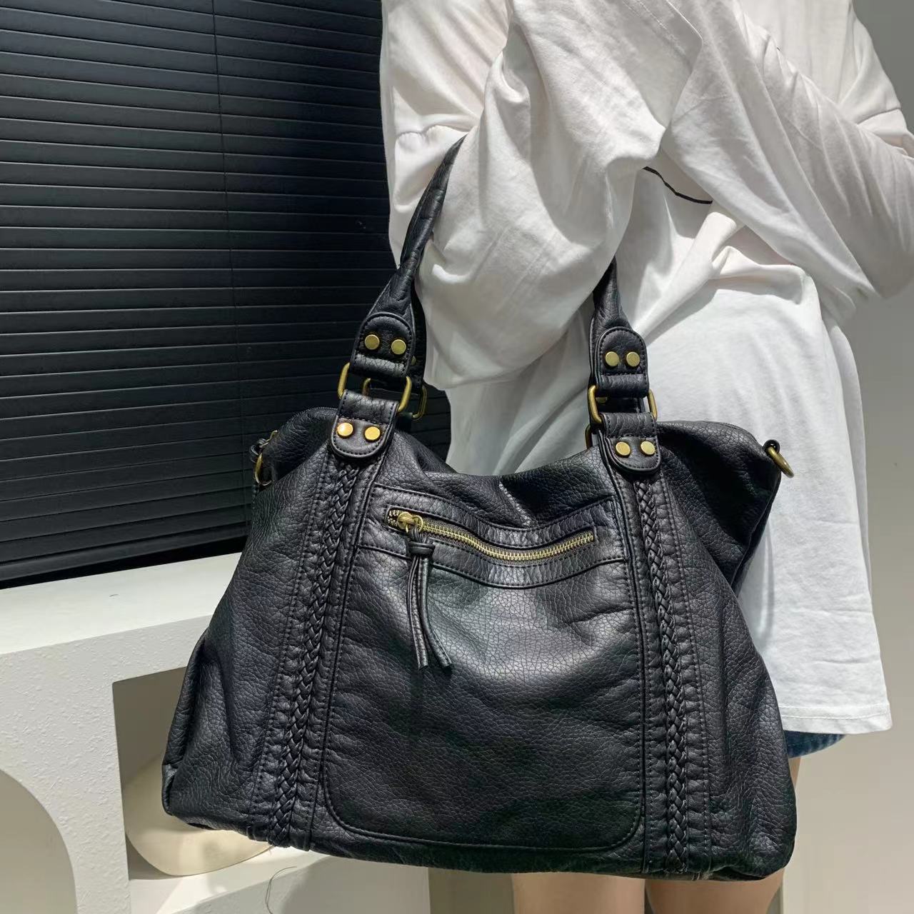 Retro Motorcycle Bag-black-Free Shipping Leatheretro