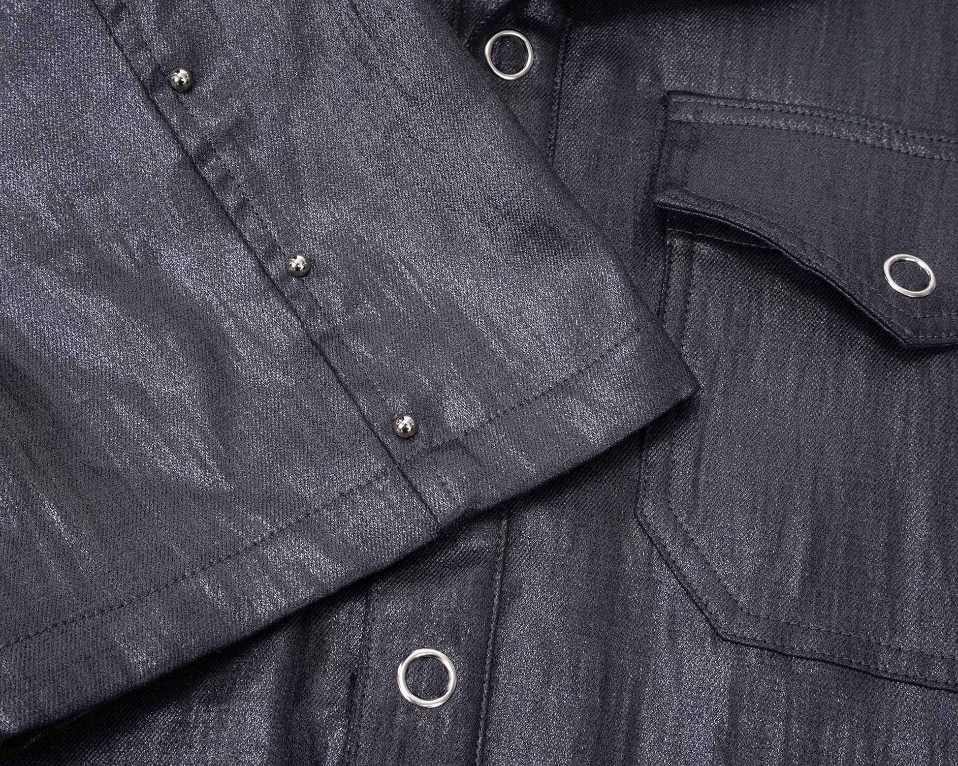ESAIAS Studded Waxed Linen Belted Half Shirt-Half shirt-S-Free Shipping Leatheretro