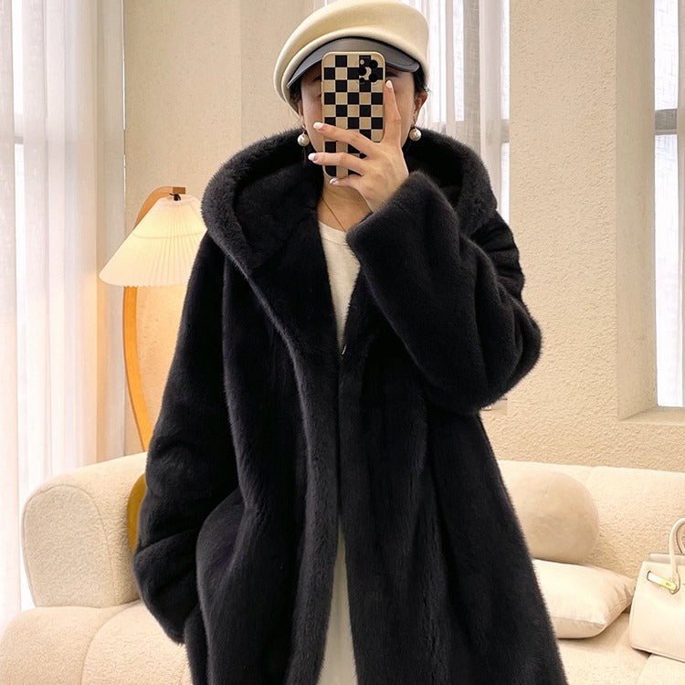 Casual Faux Fur Midi Length Jacket Coats-Coats & Jackets-Khaki-S-Free Shipping Leatheretro