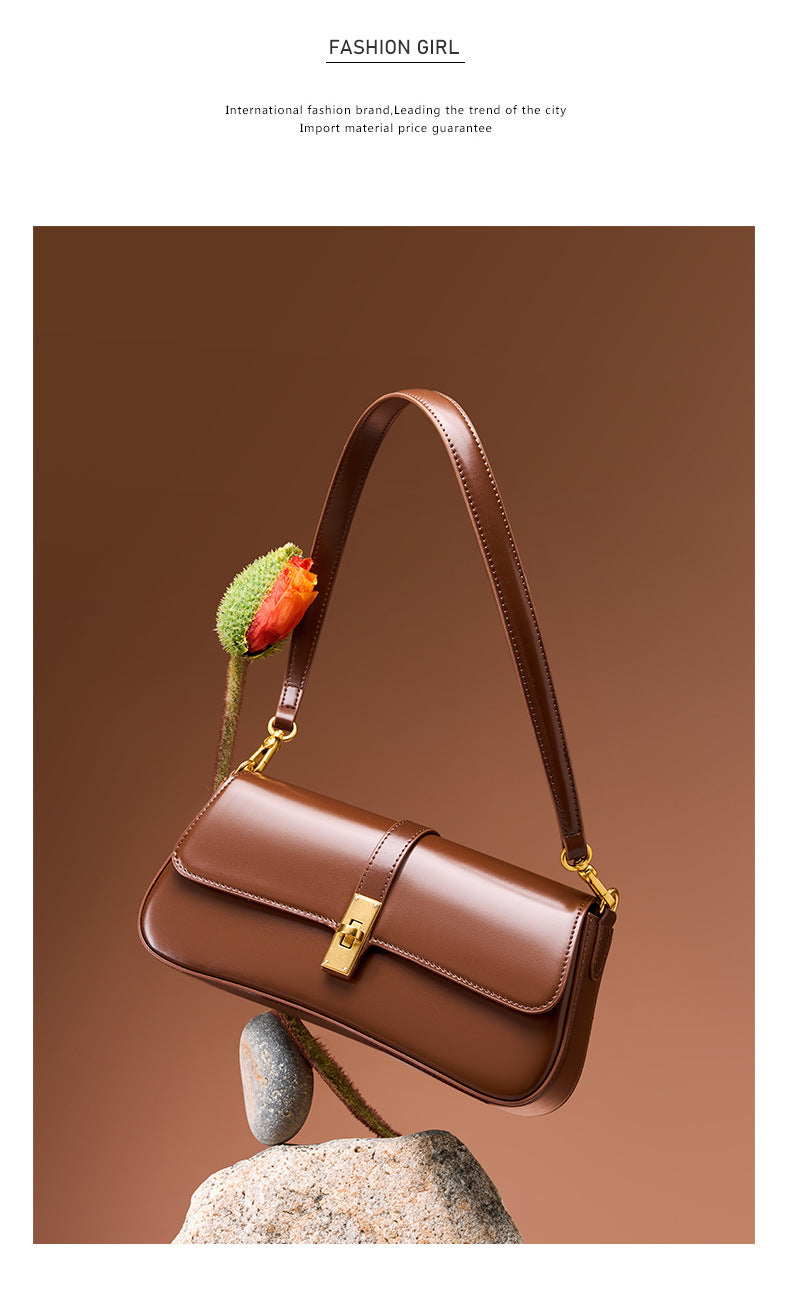 Designer Leather Baguette Bag-Handbags-Black-Free Shipping Leatheretro