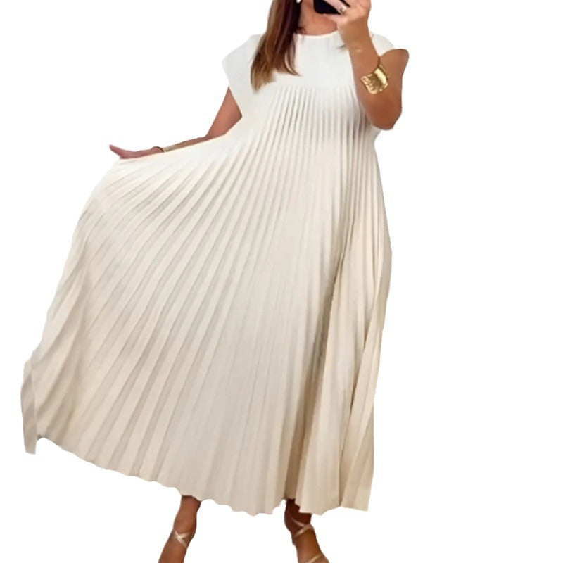 Casual Round Neck Sleeveless Women Long Dresses-Dresses-Apricot-XS-Free Shipping Leatheretro