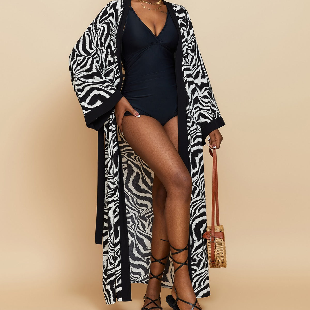 Casual Summer Zebra Print Cover Ups-Cover Ups-A-One Size-Free Shipping Leatheretro