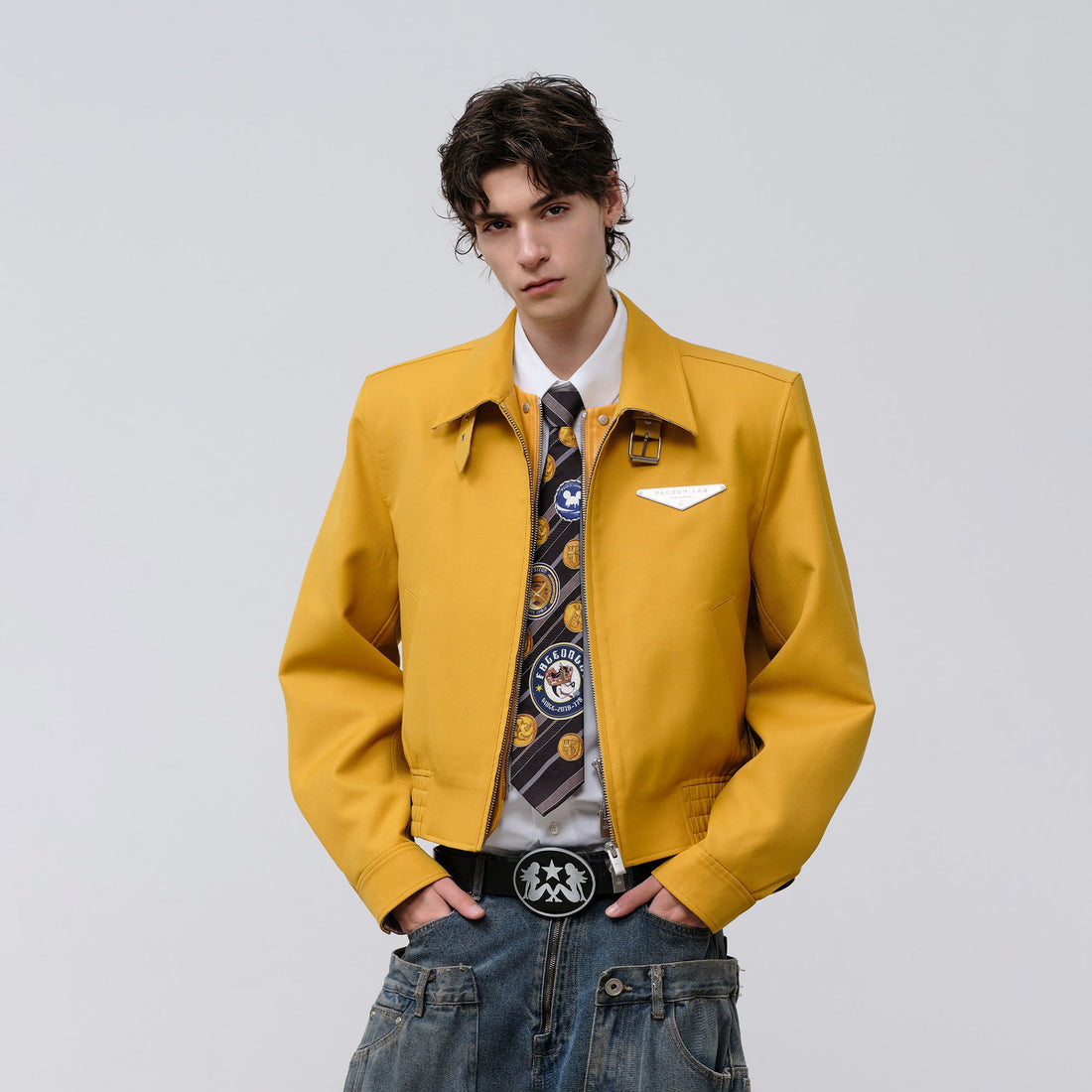 FACEONLAB Cropped Harrington Zip Jacket Yellow-Jacket-M (Preorder)-Free Shipping Leatheretro
