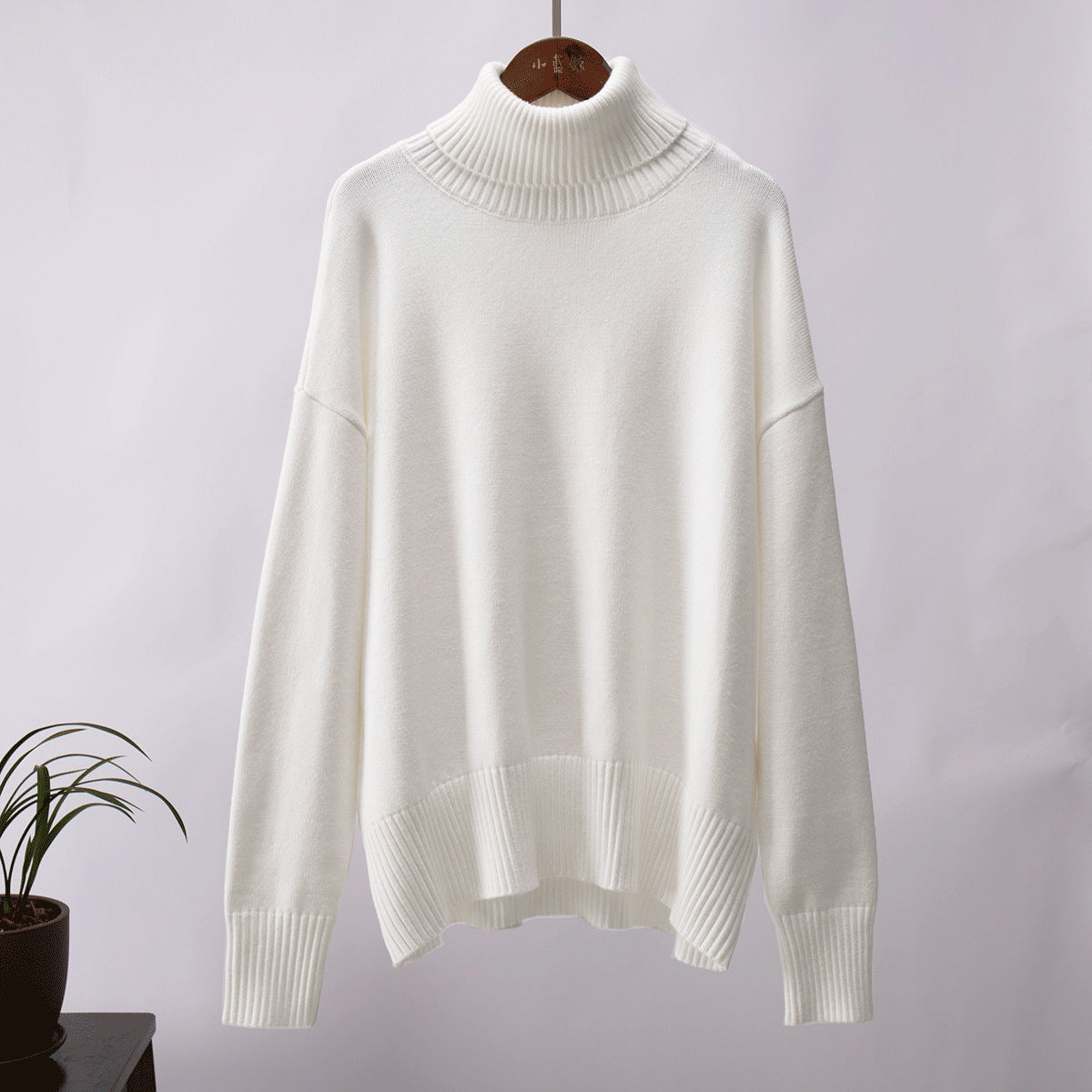 Classical High Neck Knitted Pullover Sweaters-Sweater&Hoodies-White-S-Free Shipping Leatheretro