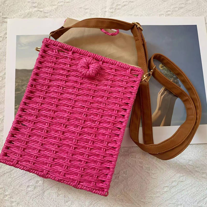 Rose Red Versatile Minimalist Woven Bag-Rose Red-Free Shipping Leatheretro