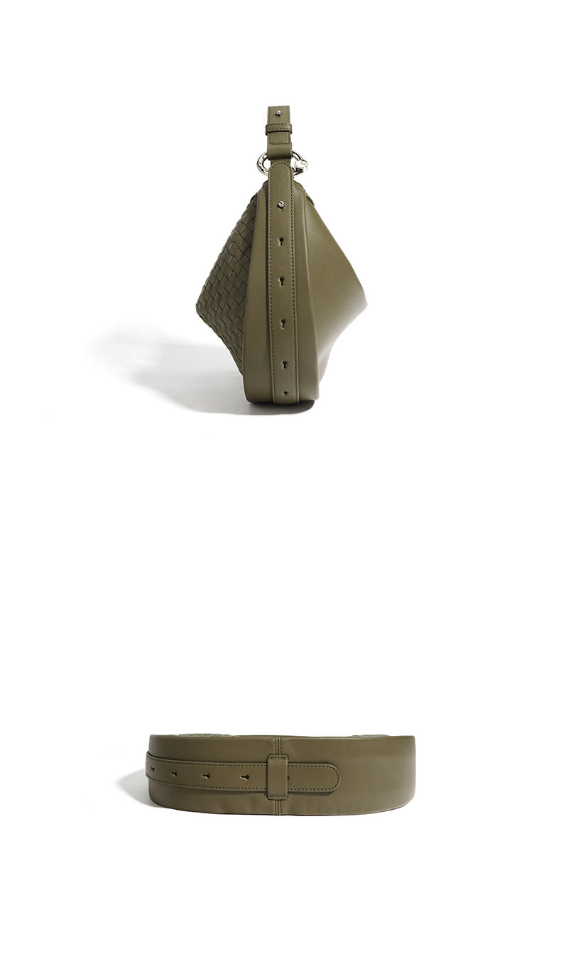 Woven Leather Crescent Bag – Stylish Boho Shoulder Bag-Shoulder Bags-White - 31*7*22cm-Free Shipping Leatheretro