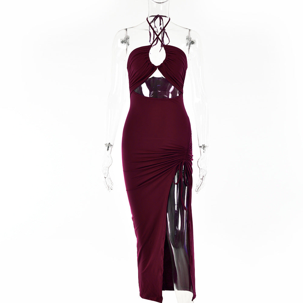 Sexy Halter Long Party Dresses-Dresses-Wine Red-S-Free Shipping Leatheretro