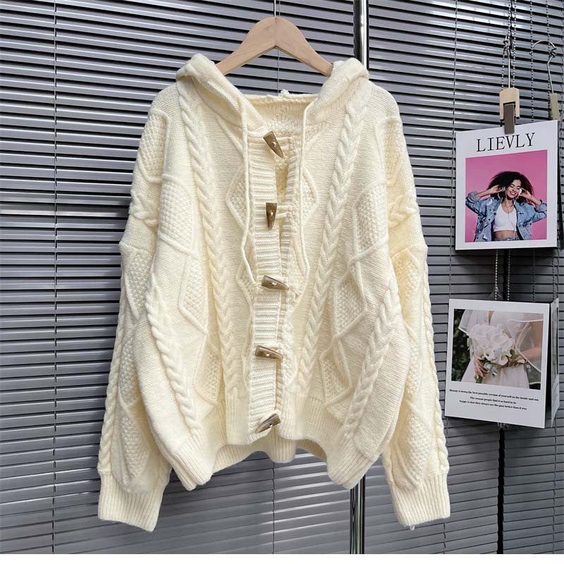 Soft Lazy Knitted Women Cardigan Sweaters-Sweater&Hoodies-Ivory-One Size-Free Shipping Leatheretro