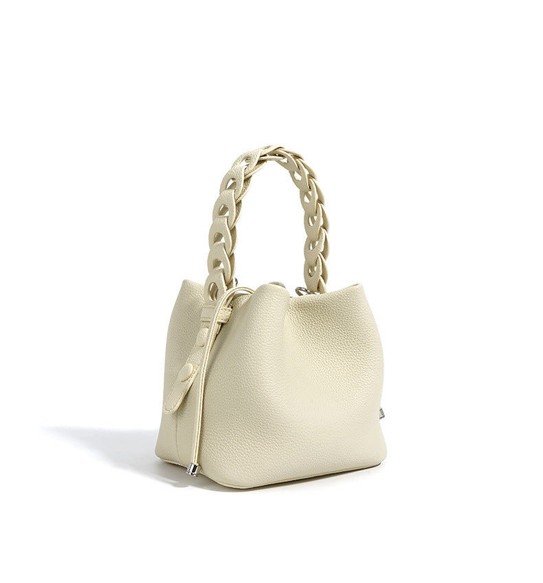 Genuine Top-Grain Leather Bucket Bag-Tote Bags-black-Free Shipping Leatheretro