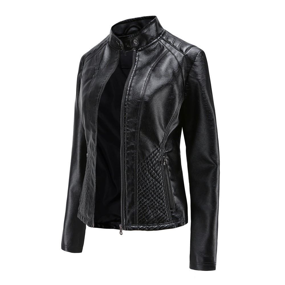Women's Casual Faux Leather Jacket-black-EU(XS)-Free Shipping Leatheretro