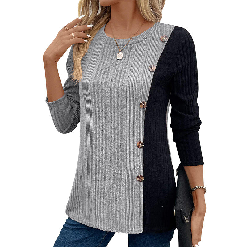 Casual Women Long Sleeves Knitted Tops-Shirts & Tops-Dark Brown-S-Free Shipping Leatheretro