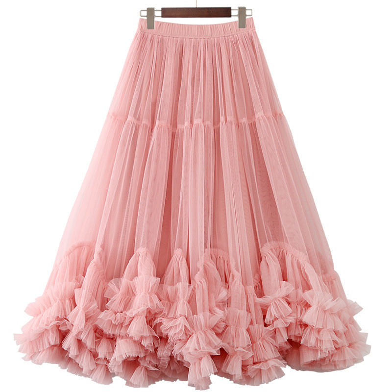 Fairy Designed Ruffled A Line Skirts for Women-Skirts-Pink-One Size-Free Shipping Leatheretro