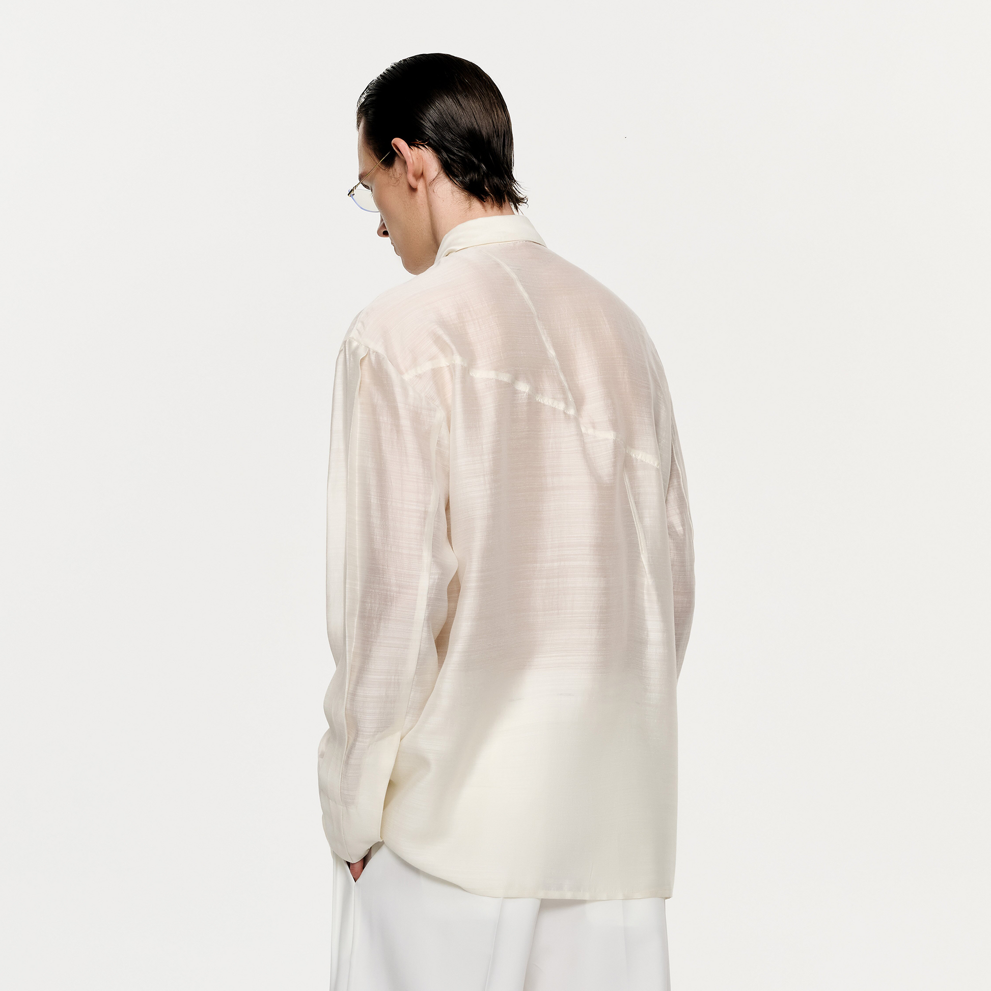 TIWILLTANG Structured Zip-Tie Tencel Shirt-Shirt-S-White-Free Shipping Leatheretro