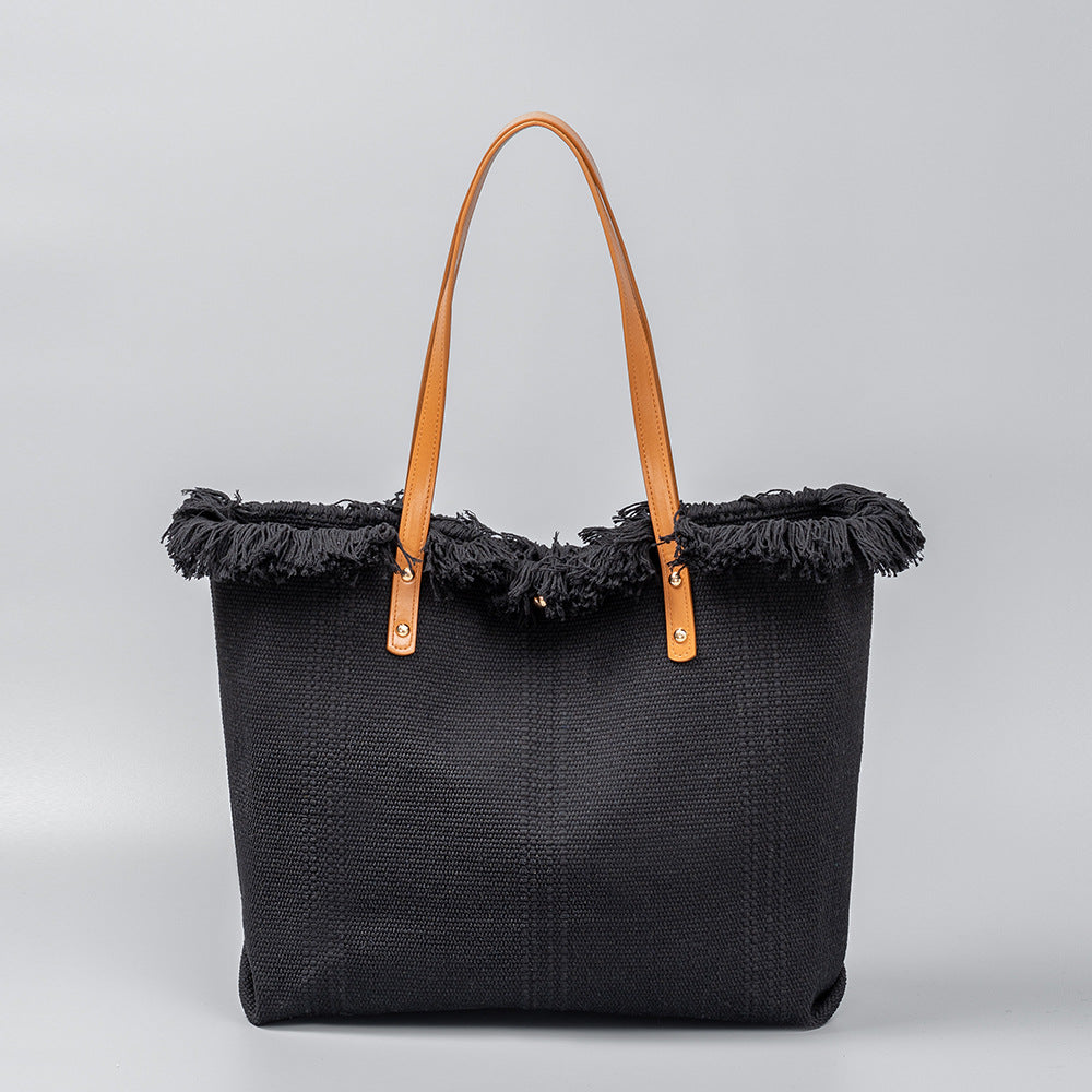 Stylish Canvas Tote Bag-black-50*10*35CM-Free Shipping Leatheretro