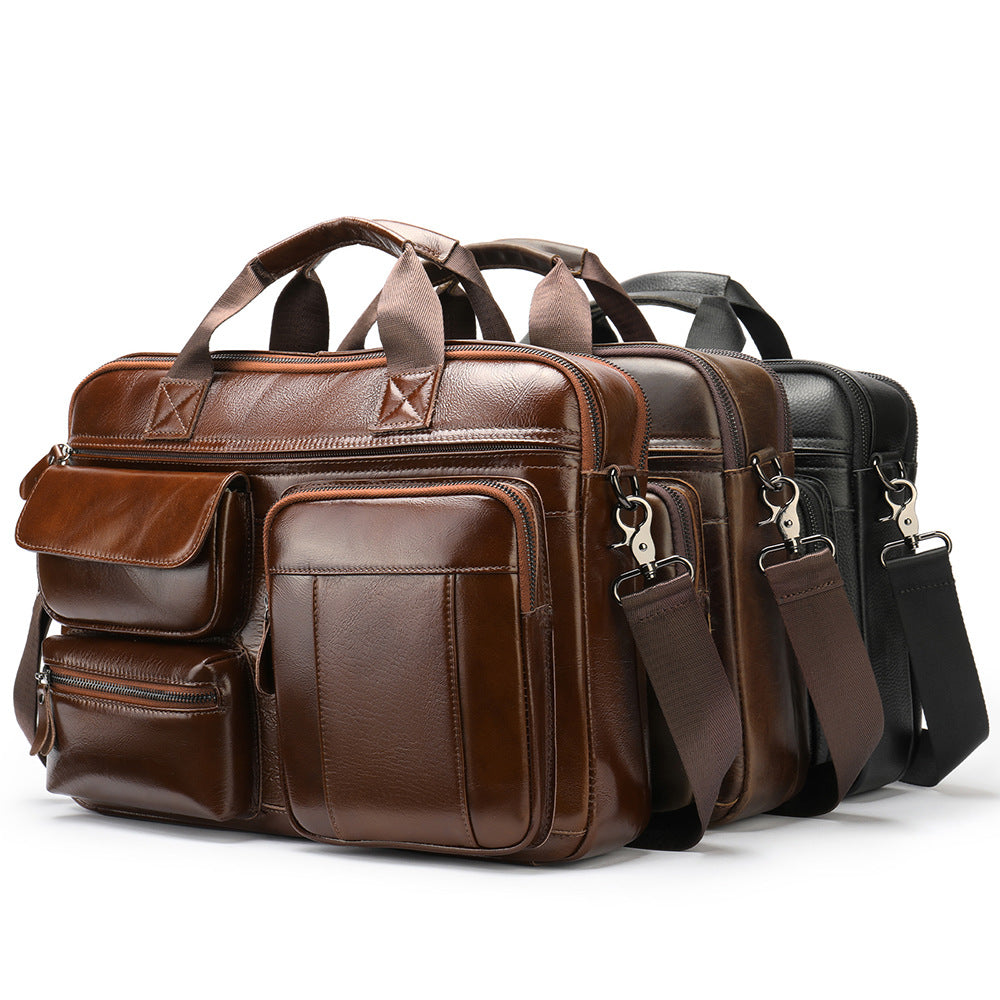 Authentic Leather Men's Laptop Briefcase - Ideal for Business Travel and Commuting-Briefcase-Brown-Free Shipping Leatheretro