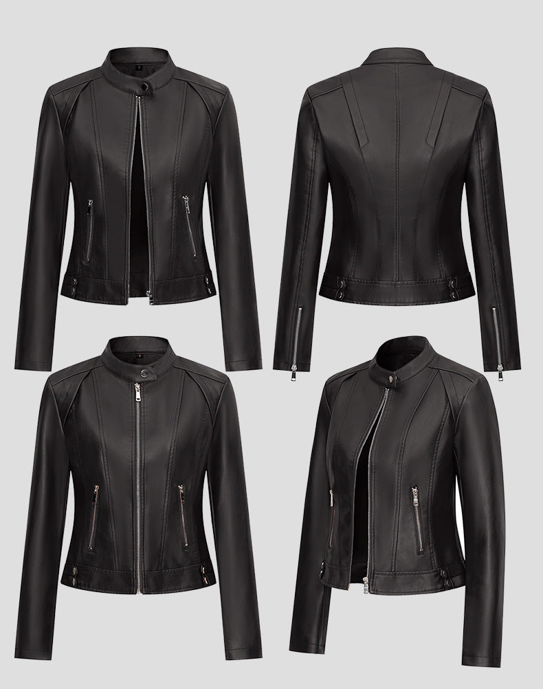 Women's Fashion PU Leather Jacket-Red-S-Free Shipping Leatheretro