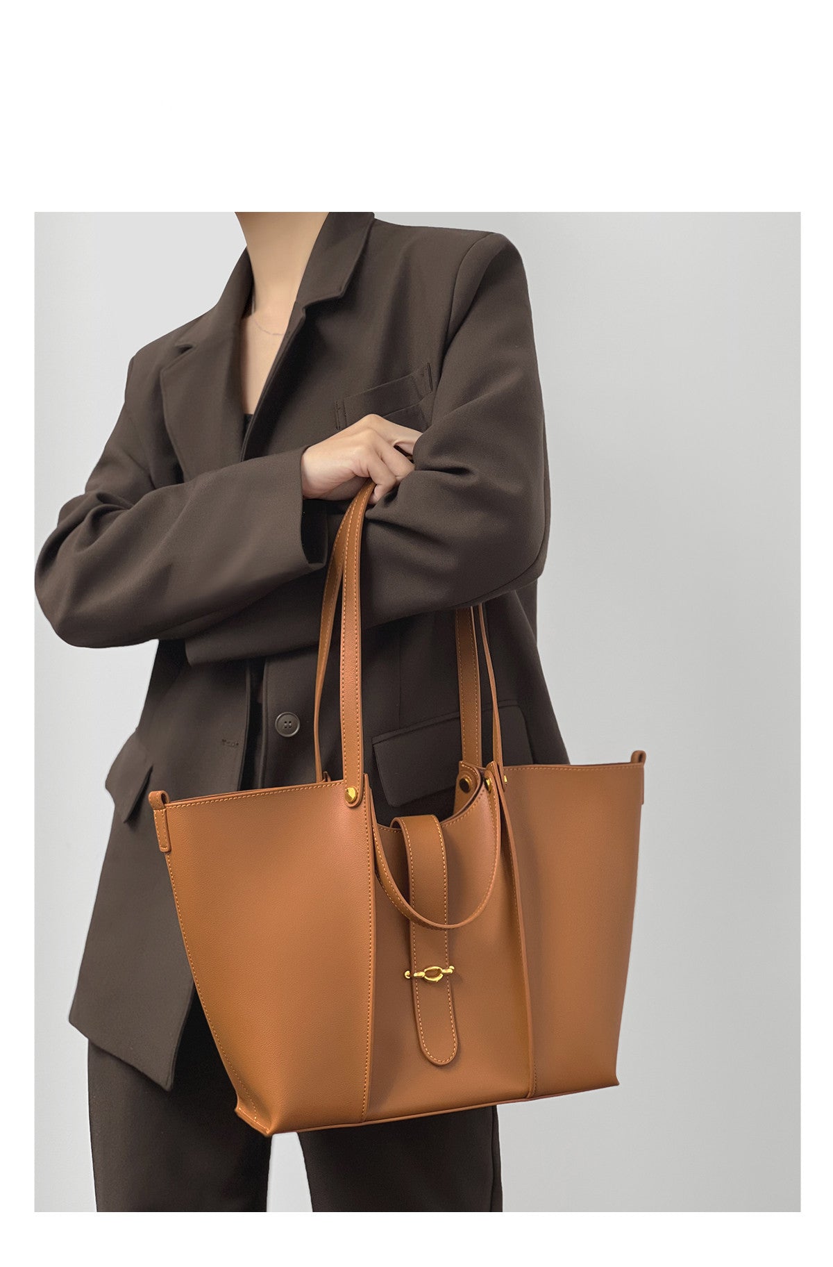 Stylish Leather Large Tote Bag for Women-Handbags-Brown-30*11*26cm-Free Shipping Leatheretro