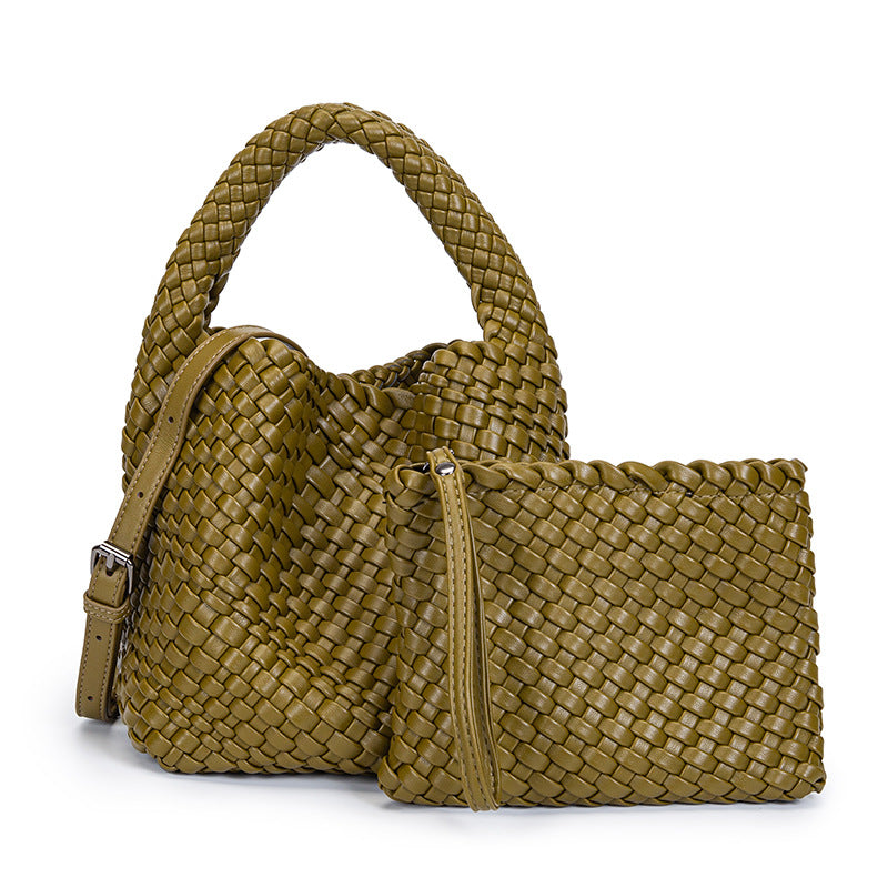 Summer PU Minimalist Boho Shoulder Bag with Detachable Mini Purse-Handbags-Black-Free Shipping Leatheretro