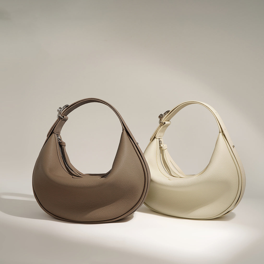 Minimalist Leather Half-Moon Bag-Handbags-Deep milk tea-Free Shipping Leatheretro