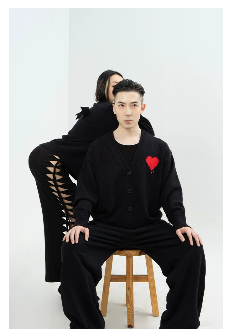 CLP Butterfly Love Beaded Cardigan - Oversized Knit Sweater-Black-Short- Three Buttons-Free Shipping Leatheretro