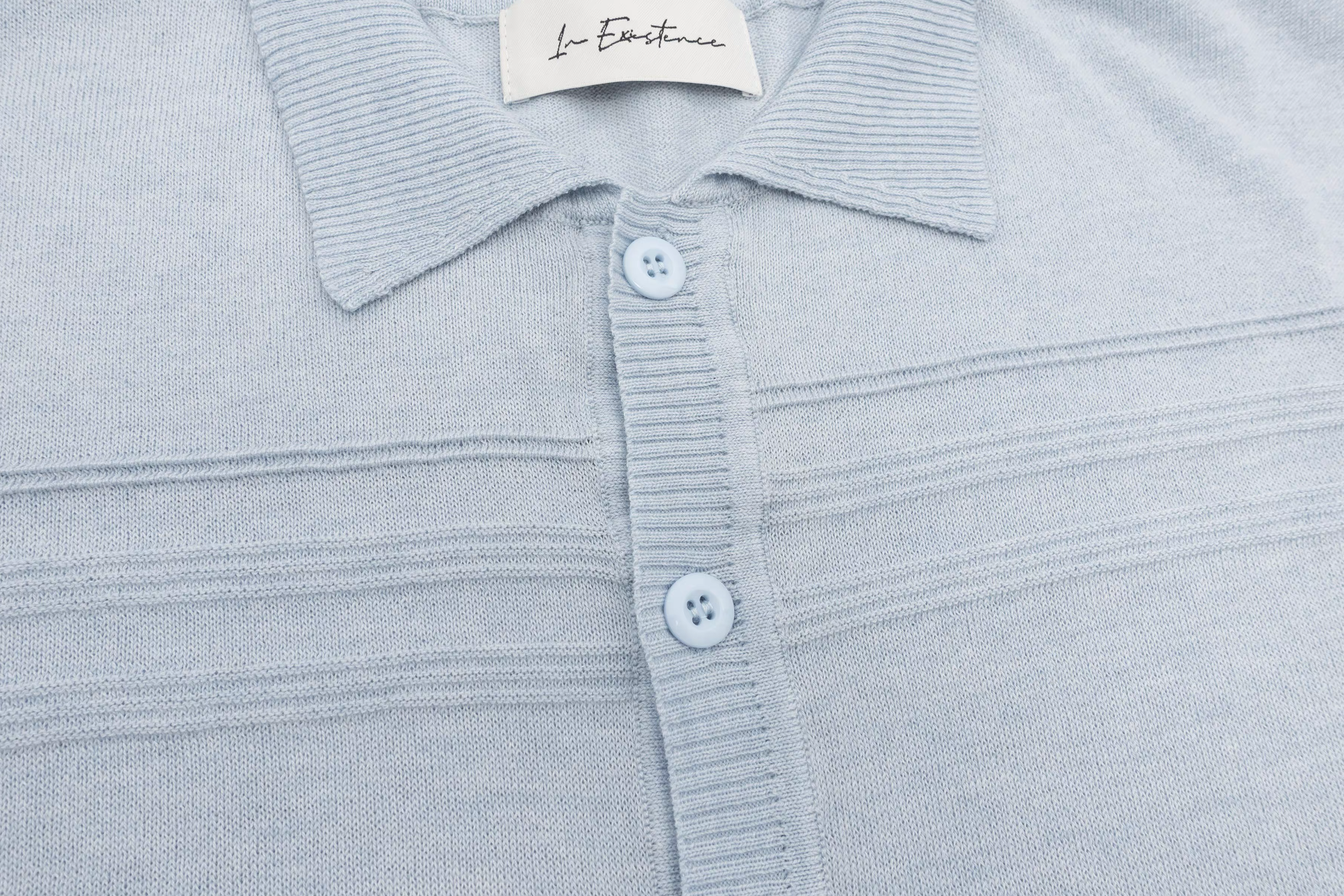 IN EXISTENCE Jacquard-Trim Wool-Blend Knit Half Shirt-Half shirt-S (1)-Blue (S M for Preorder)-Free Shipping Leatheretro