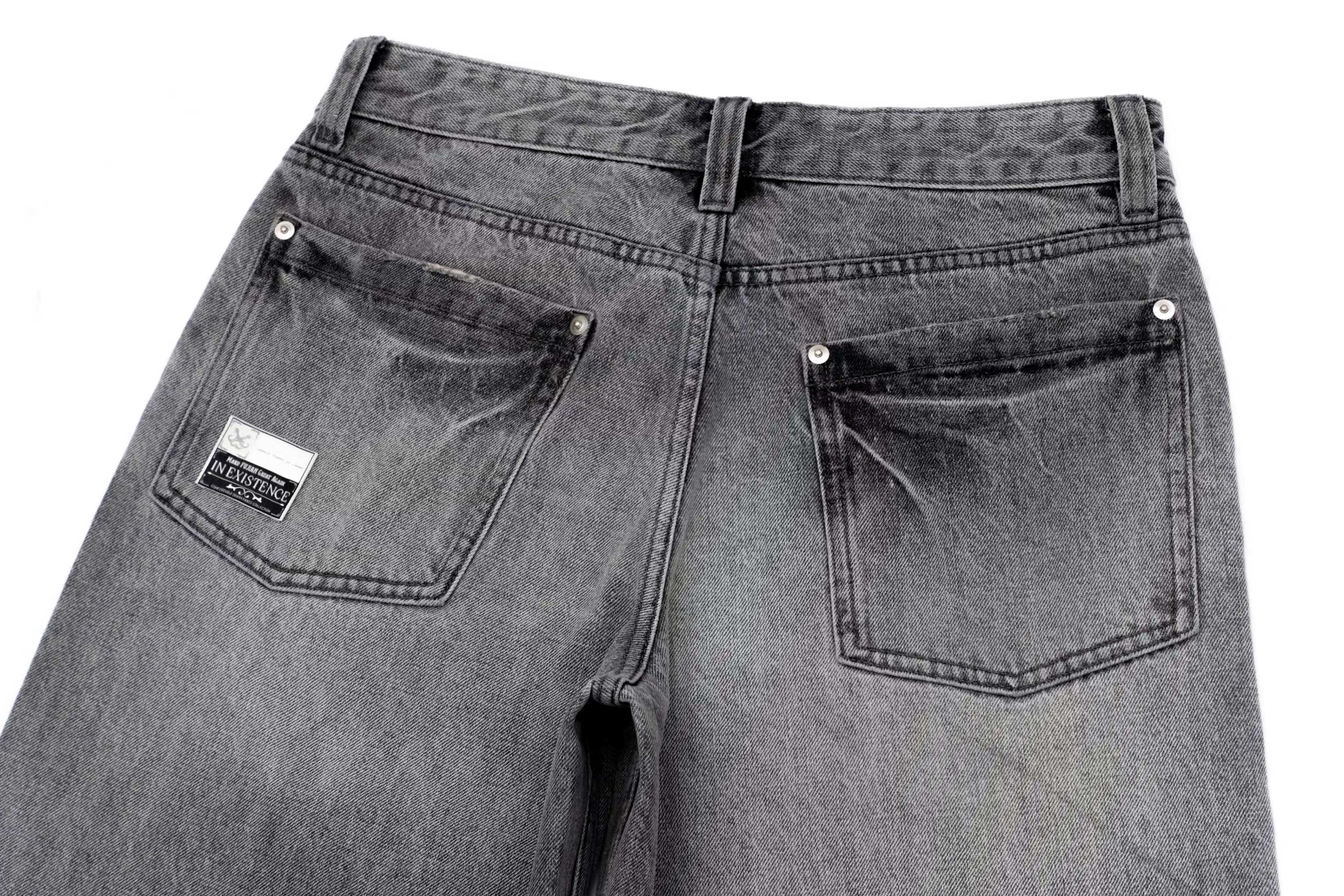 IN EXISTENCE x i Washed Lightning Fade Wide-Leg Jeans Gray-Jeans-XS (0)-Free Shipping Leatheretro