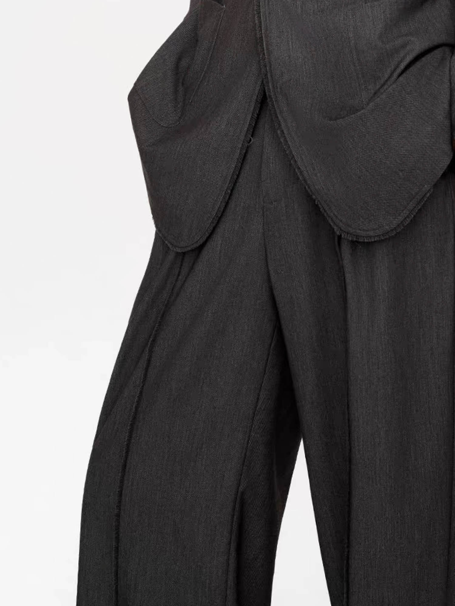 TIWILLTANG Classic Raw Edge Straight-Leg Trousers-Pants-S / 28-31”-Dark Gray-Free Shipping Leatheretro
