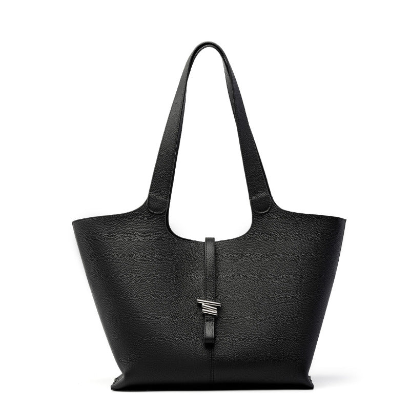 Premium Genuine Leather Bell Tote Bag-Handbags-Black-Free Shipping Leatheretro