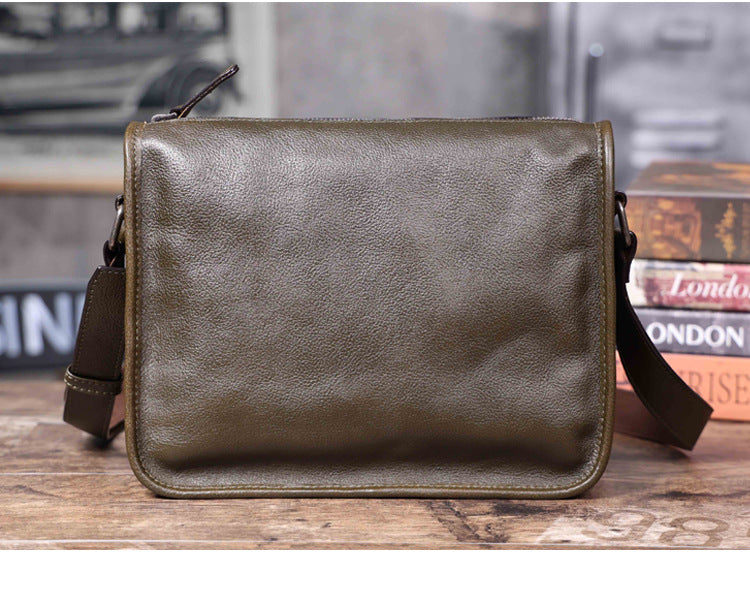 Men's Vintage Messenger Bag - Handmade Full-Grain Vegetable-Tanned Leather Messenger Bag-Messenger Bags-Coffee-Free Shipping Leatheretro