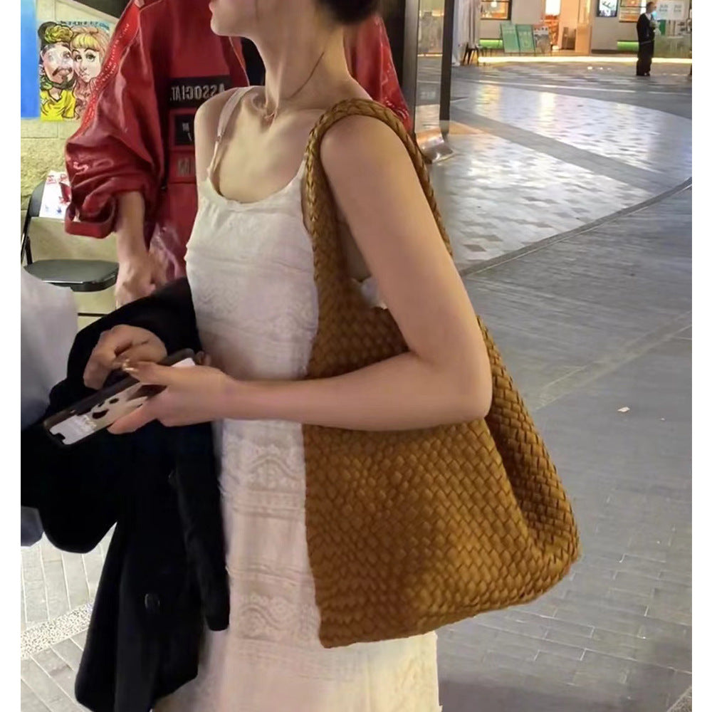 Handwoven Nylon Tote Bag for Women-Black + woven change purse-Free Shipping Leatheretro