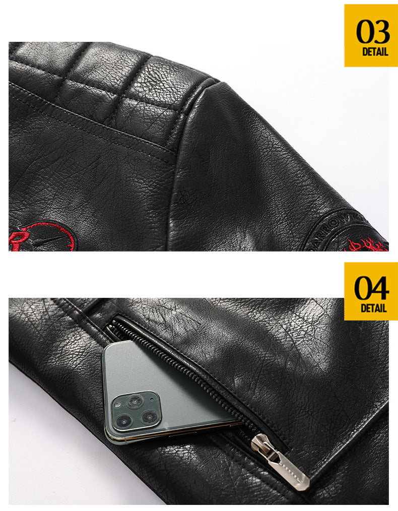 Men's Winter Motorcycle Faux Leather Jacket-red-EUR S-Free Shipping Leatheretro