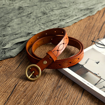 Women's Genuine Leather Belt-Green-105-125-Free Shipping Leatheretro