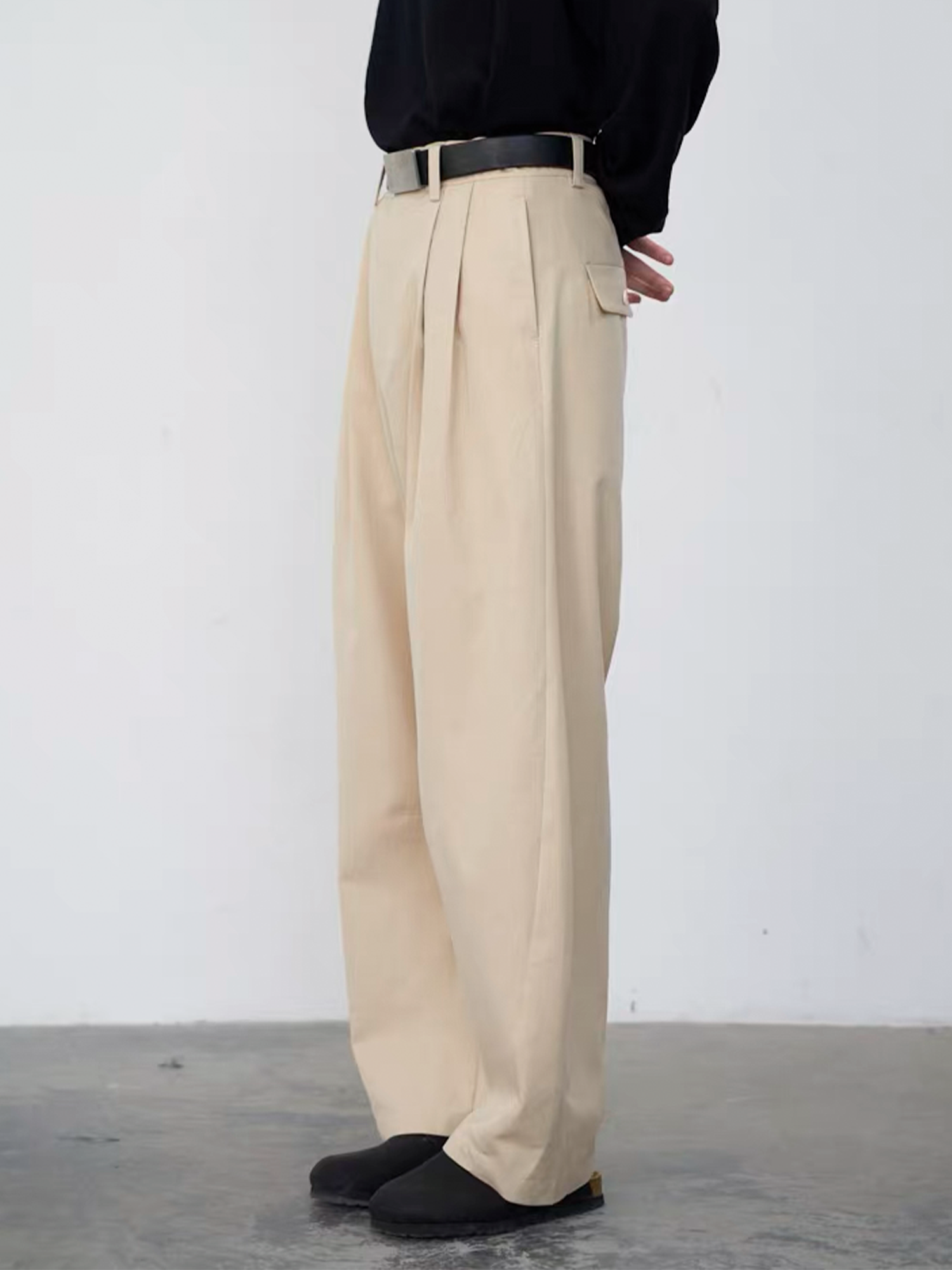 GRAINMUSTARD Retro Pleated High-Waist Wide-Leg Trousers-Pants-XS (Preorder)-Green-Free Shipping Leatheretro