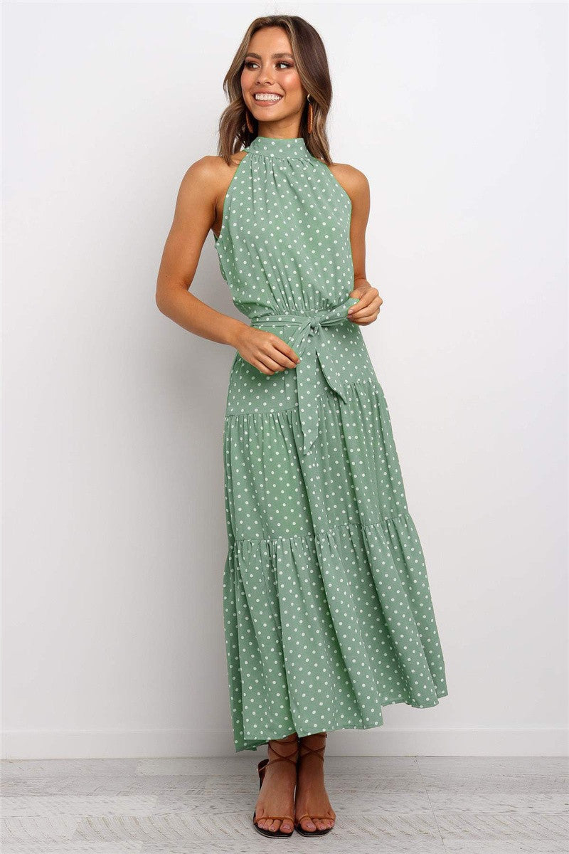 Casual Halter Summer Long Dresses-Dresses-Light Green-XS-Free Shipping Leatheretro