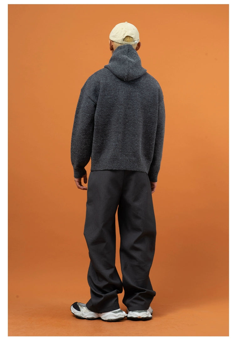 CLP Unisex Split Hoodie Snood Knit Sweater-Gray-S-Free Shipping Leatheretro