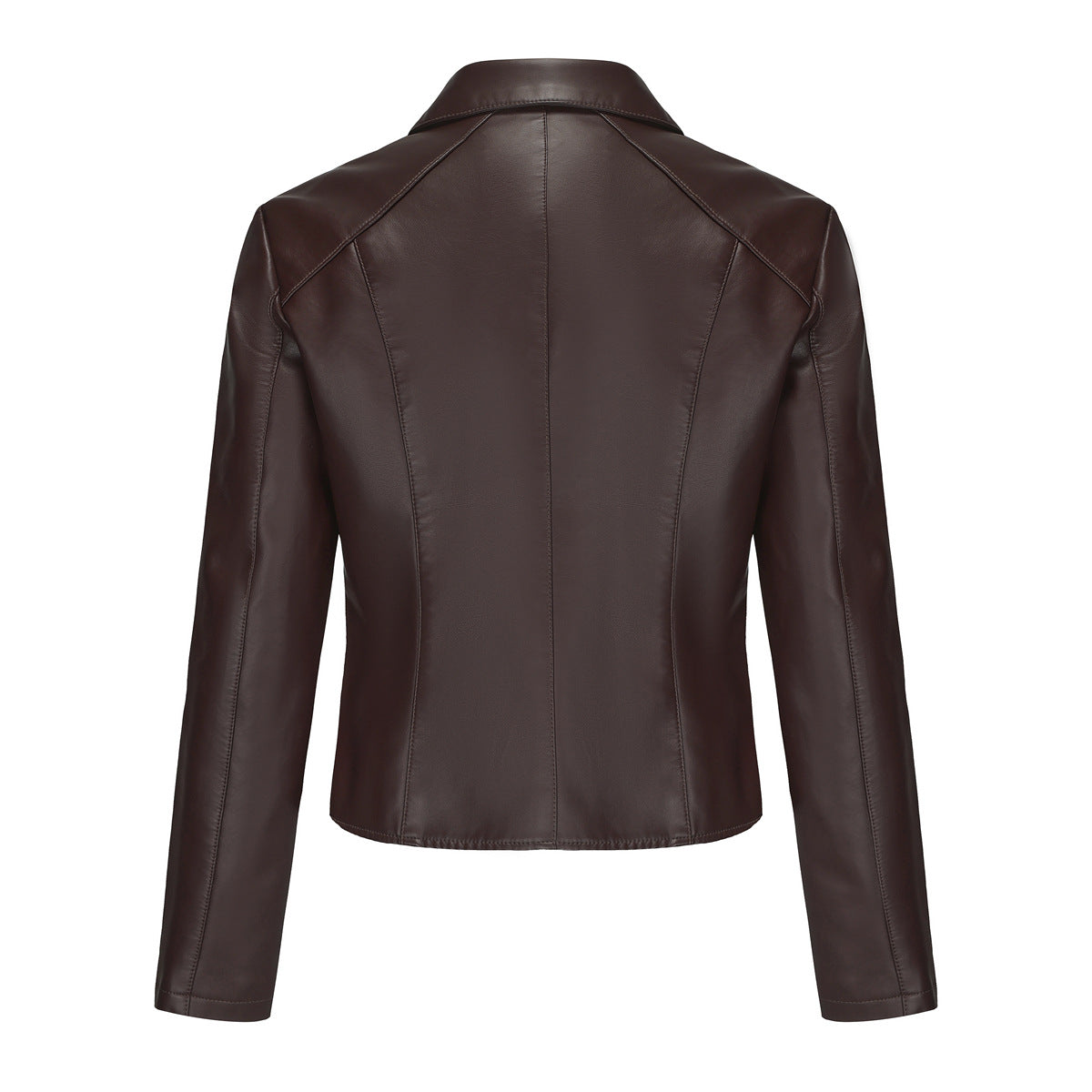 Stylish Rivet Button Leather Jacket-black-S-Free Shipping Leatheretro