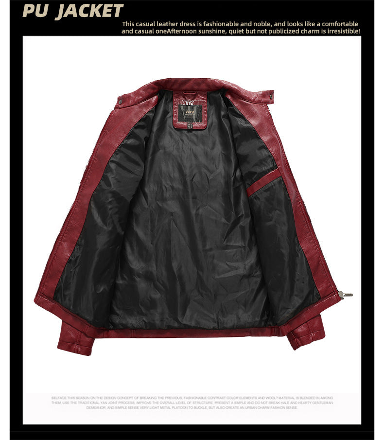 Men's Motorcycle Racing Faux Leather Jacket-red-EUR S-Free Shipping Leatheretro