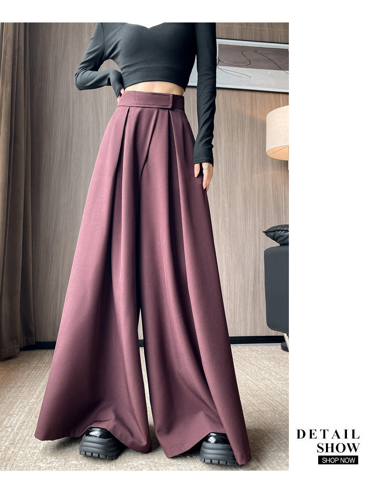 Casual High Waist Loose Wide Legs Straight Pants-Pants-Black-S-Free Shipping Leatheretro