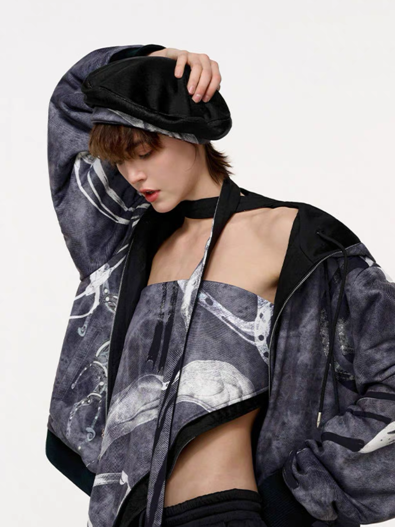 TIWILLTANG Abstract Reversible Graphic Beret-Hat, Cap, Beanie-One Size-Free Shipping Leatheretro