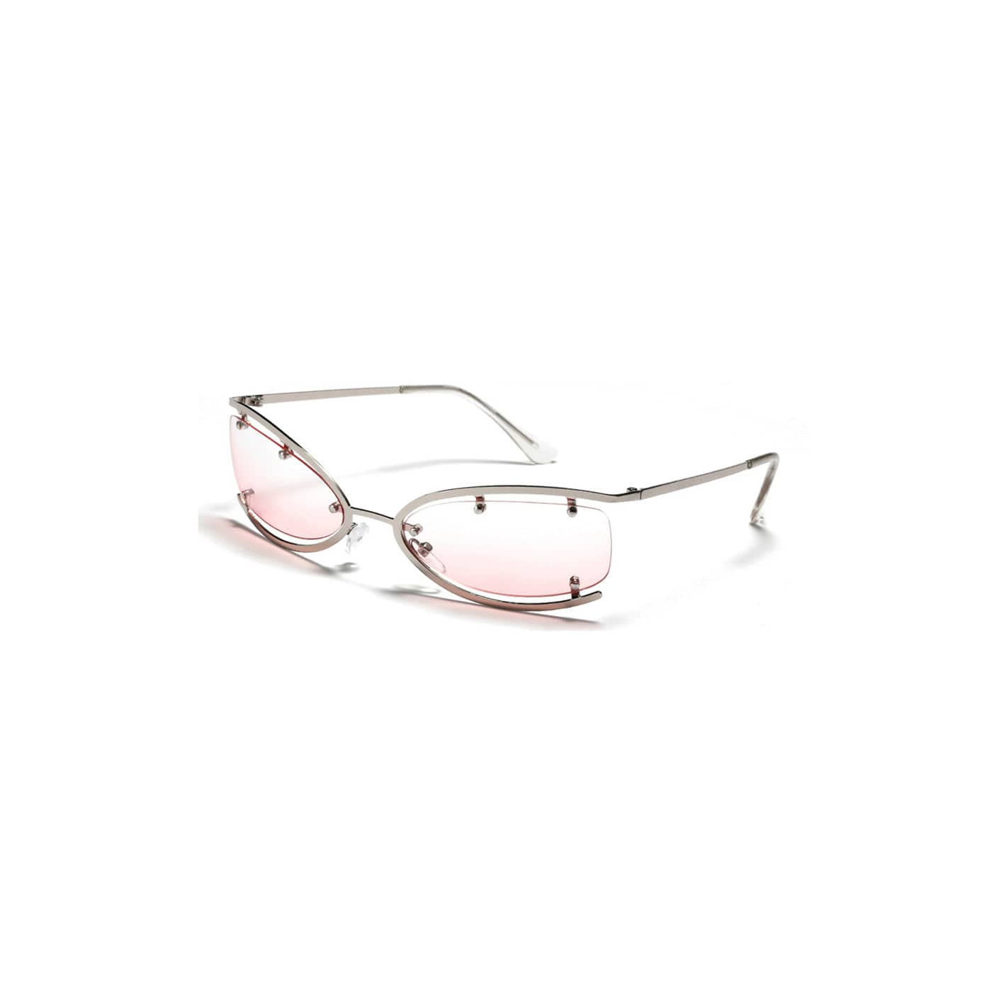 DAMAGE ASIA OPTICALS Semi-open Frame Sunglasses-Sunglasses-One Size-Pink-Free Shipping Leatheretro