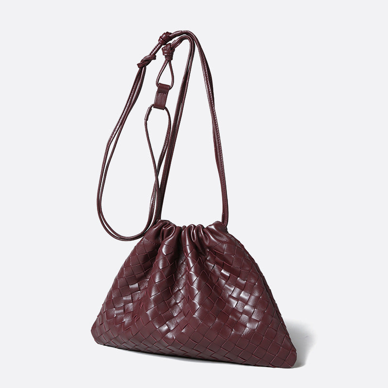 Vintage Handmade Woven Sheepskin Drawstring Bag-Handbags-Red-Free Shipping Leatheretro