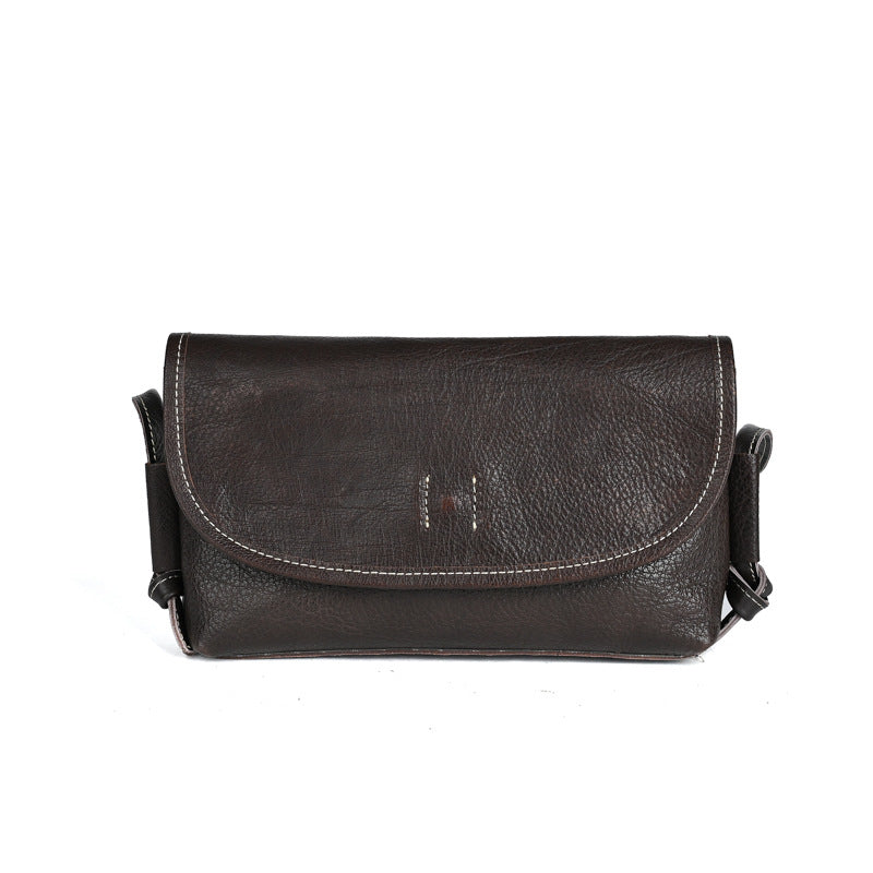 Veg-Tanned Washed Pull-Up Leather Crossbody Bag-crossbody bags-black-Free Shipping Leatheretro